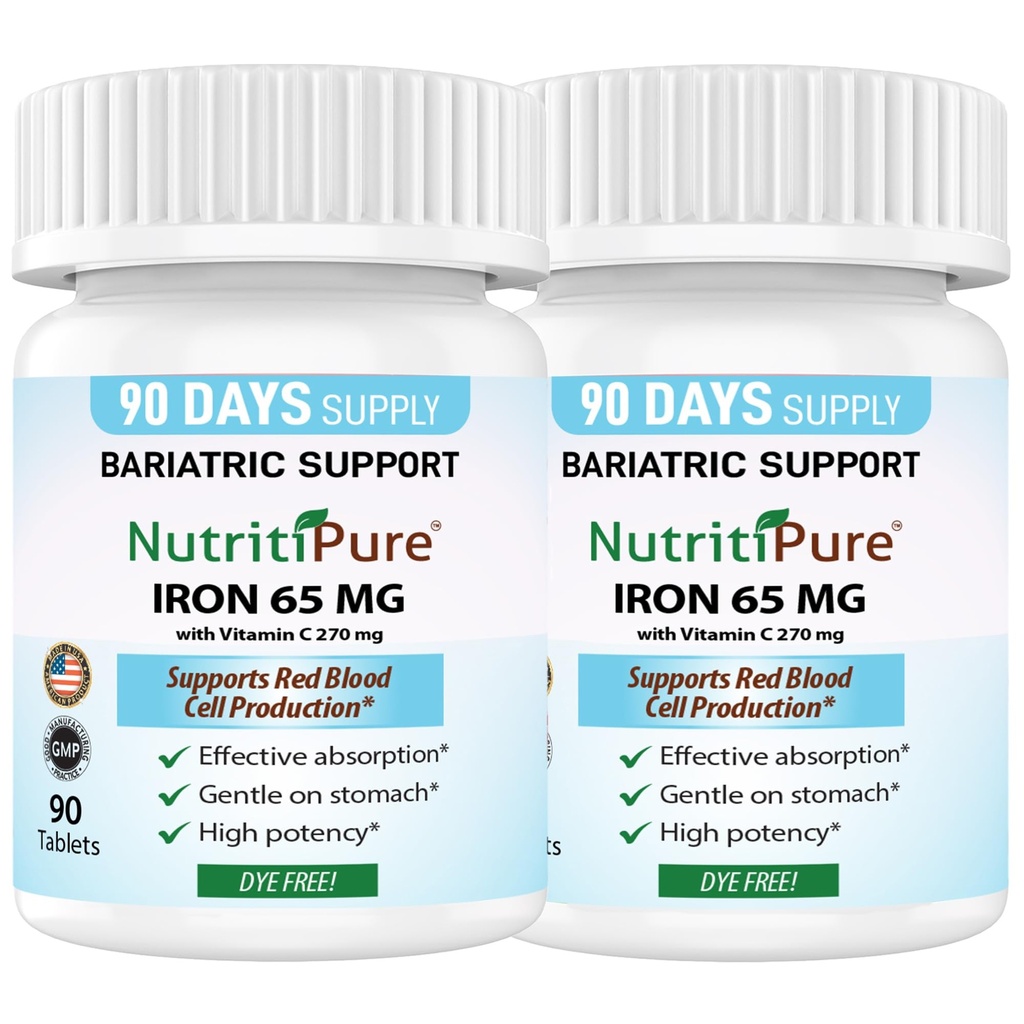 Comprimido de Ferro de Carbonilo 65 mg com 270 mg de Vitamina C 180 dias de fornecimento para Mulheres/Homens