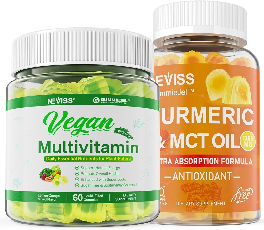 Orgânico Gummies Açafrão 1000mg com Vegan Multivitamin para Mulheres Homens