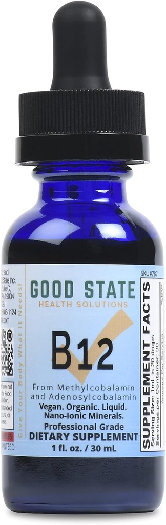 Good State Ionic B12, Homens e mulheres líquido Nano Ionic Dietary Suplemento, 1 garrafa de onça