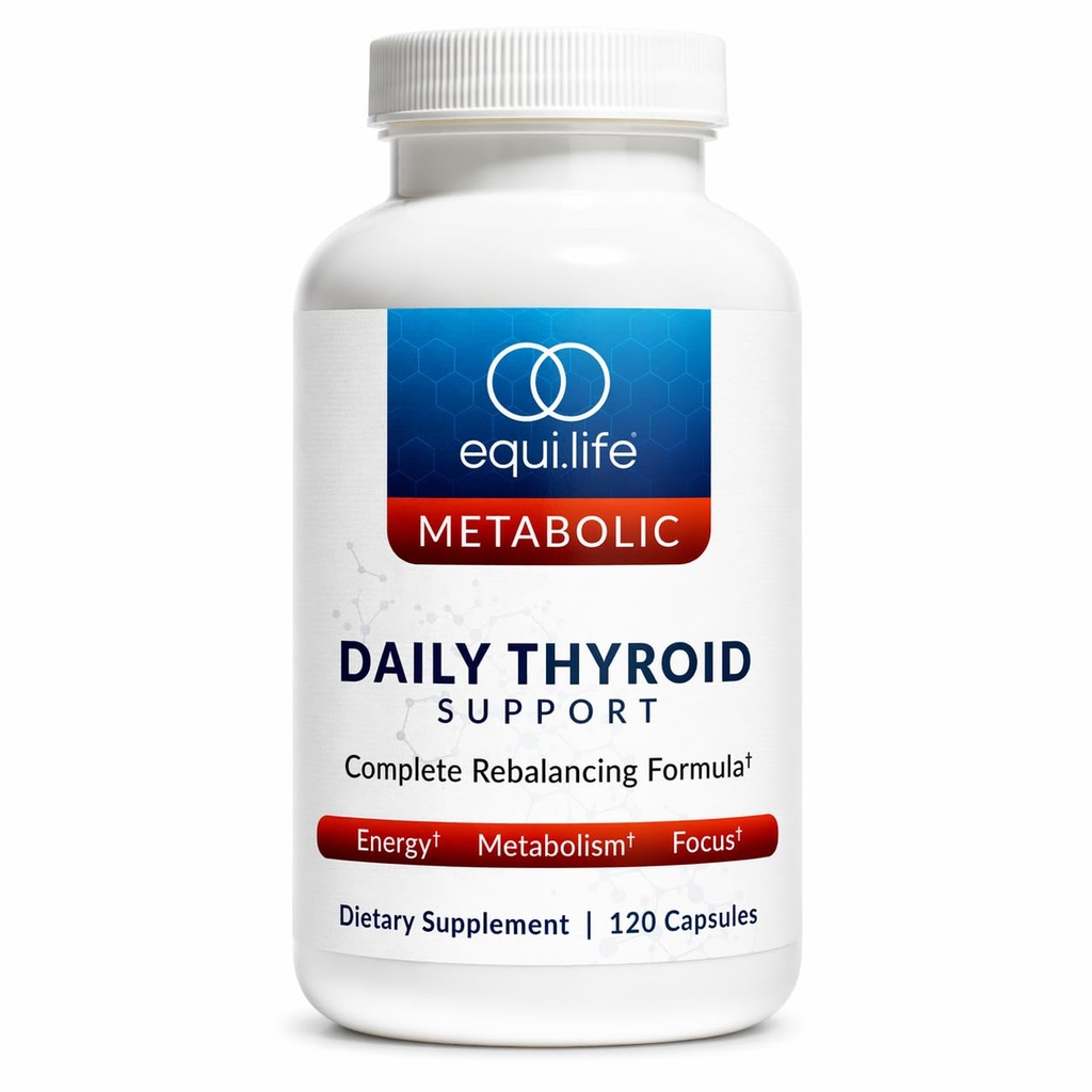 Equilife Thyroid Support, Vitaminas e Minerais Suplemento com Vitamina C, Zinco, Vitamina E, Iodo e Selênio, Adaptogens & Aminoácidos Fórmula, Global bem-estar Suporte, Gluten Free, 120 Cápsulas