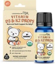 Lenda leite orgânico bebê vitamina D3 K2 líquido gotas, 400 UI de bebê vitamina D gotas para lactentes com K2 gotas, vitamina D gotas para recém-nascidos, crianças, e crianças, Vegan, 90 gotas líquido