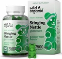 Wild & Organic Sting Nettle Root Gummies 7500mg - Suplemento de suporte trato urinário para homens e mulheres com Stinging Nettle Root Extract - 60 Vegan, Não-GMO Gummies