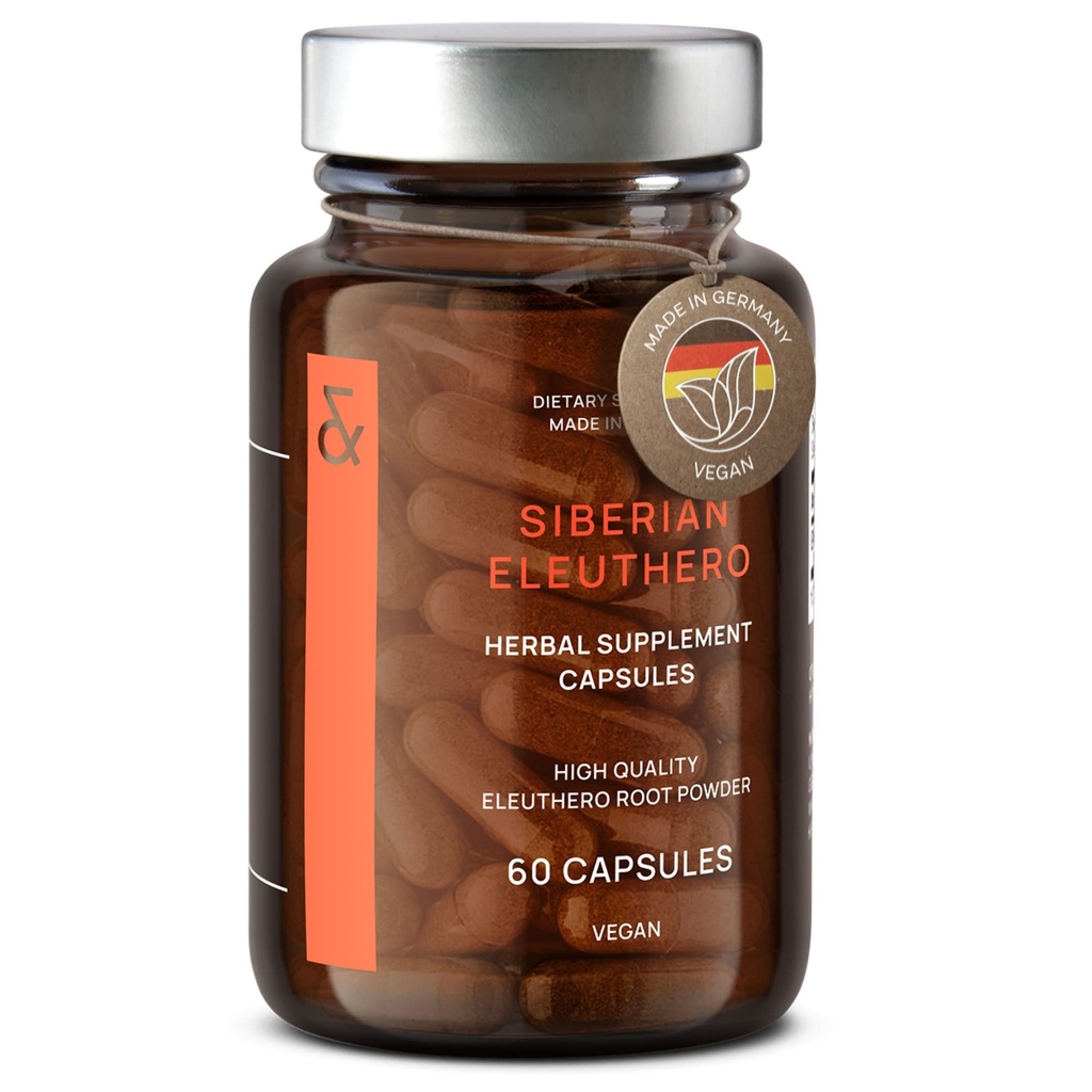 CLAV® Siberian Ginseng - 900mg Eleuthero Root Powder - Suplemento de Energia - Redução de Cansaço & Fadiga - 60 cápsulas Ginseng - Made in Germany