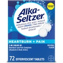Azia Alka-Seltzer + dor Aspirina Efervescente + Comprimidos antiácidos, alívio rápido da azia e alívio da indigestão ácida, alívio da dor com aspirina, 72 Ct