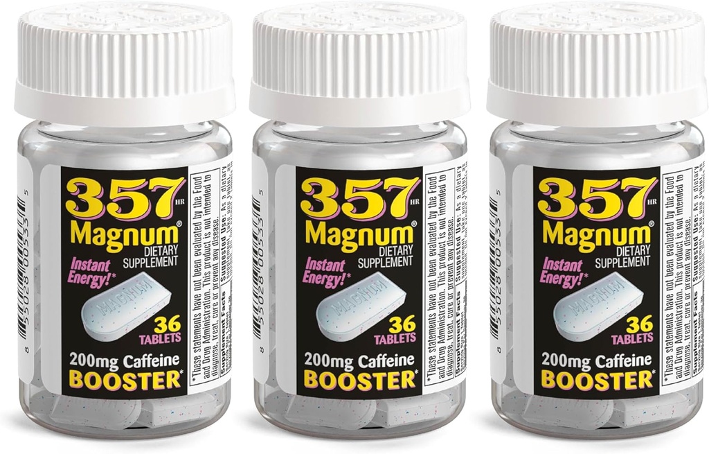 357 Magnum - Comprimidos de Energia Formulados com Cafeína - 36 Cápsulas - 3 Embalagem