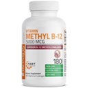 Bronson Metil B12 5000 mcg Vitamina B12 Metilcobalamina Energia e suporte cerebral, 180 Lozenges