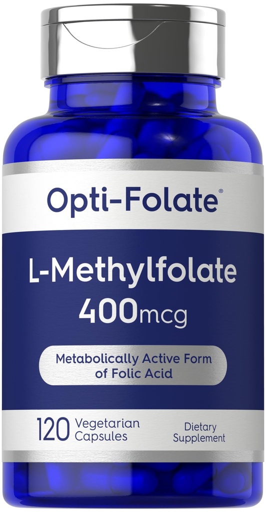Carlyle L Metilfolato 400 mcg 120 Cápsulas Vegetarianas Otimizado e ativado Folato de Metilo Não-GMO e Suplemento sem Glúteo