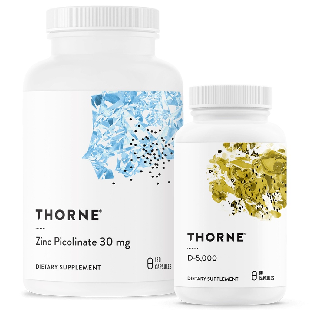 THORNE - Bem-Estar Essentials - Zinco e Vitamina D3 Combo para Imune e Suporte Ósseo - 60 a 180 Servimentos