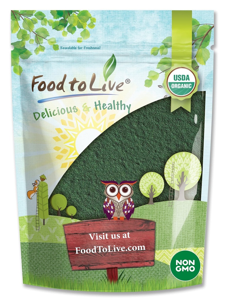 Comida para viver chlorela orgânica em pó, 8 onças — Não-GMO, Kosher, Algas verdes cruas, Superalimento Vegan, Em massa, Puro Vegan Green Protein, Rico em vitaminas e minerais, Ótimo para bebidas, Parede celular quebrada
