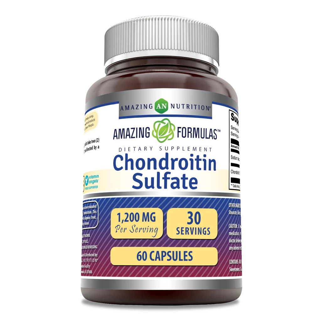 Fórmulas surpreendentes Sulfato de condroitina 1200 mg por suplemento de serviço Cápsulas Não-GMO Glúten Grátis