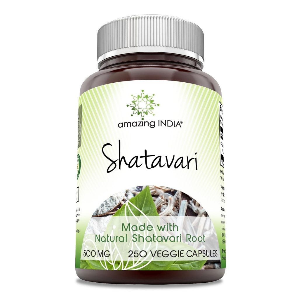Incrivel Índia Natural Shatavari 500 Mg por Servindo 250 Cápsulas Veggie Suplemento