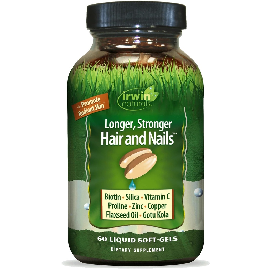 Pele saudável & Hair Plus unhas por Irwin Naturals, nutriente rico, fornece brilho e força, 60 líquidos macios