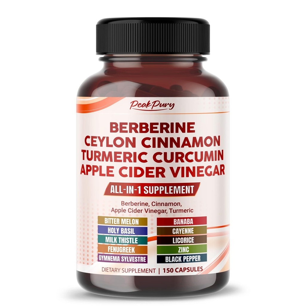 Berberine Cinnamon Apple Cider Vinagre Açafrão - Suporte Geral de Bem-Estar- Made in USA