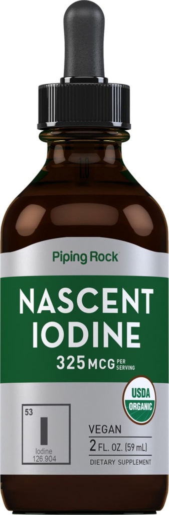 Piping rocha gotas de iodo nascente orgânico , 2 fl oz , líquido Vegan suplemento , Não-GMO, Glúten livre