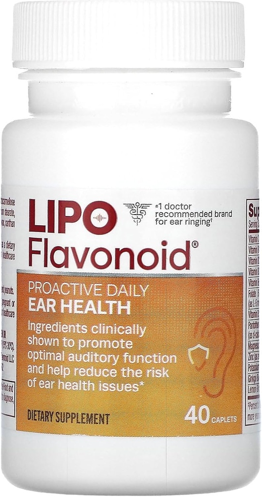 Proativo Suplemento de Saúde Diária do Ouvido por Lipo-Flavonóide, Promove Longo Prazo e Suporta Função Auditiva Optimal e Saúde Cognitiva, 40 Caplets