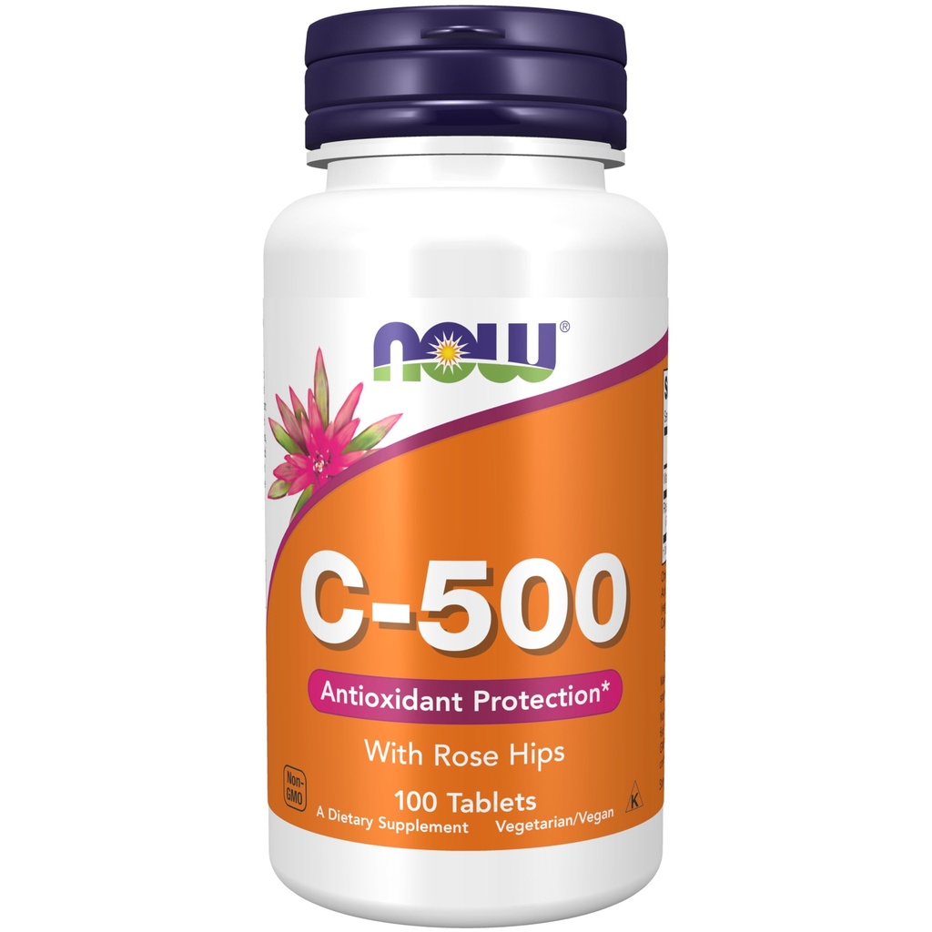Now Foods Supplements, Vitamina C-500 com Rose Hips, Antioxidante Protection*, 100 Comprimidos