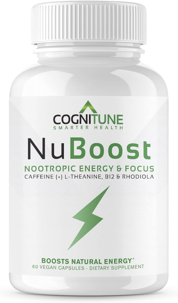 Pílulas de cafeína 100mg com L-Theanina & B12 – Energia Natural + Suplemento Focus – Pílulas de energia limpa para homens e mulheres – Cafeína L Theanina Nootrópico – 60 Cápsulas Vegan
