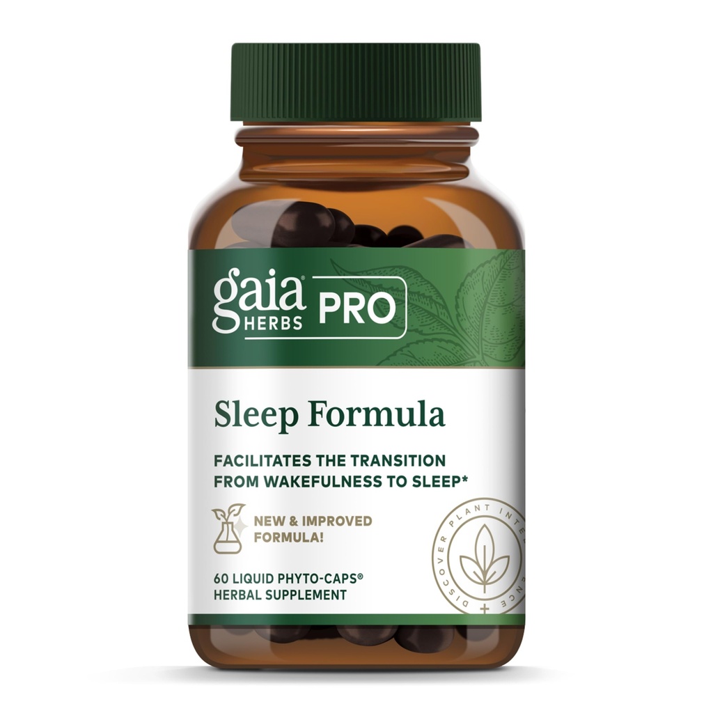 GAIA HERBS PRO Sleep Formula - Suporta sono descansado e relaxação para insônia ocasional* - Extratos de ervas com raiz valeriana, Passionflower & Lavander - Cápsulas Vegan - 60 líquido Phyto-Caps