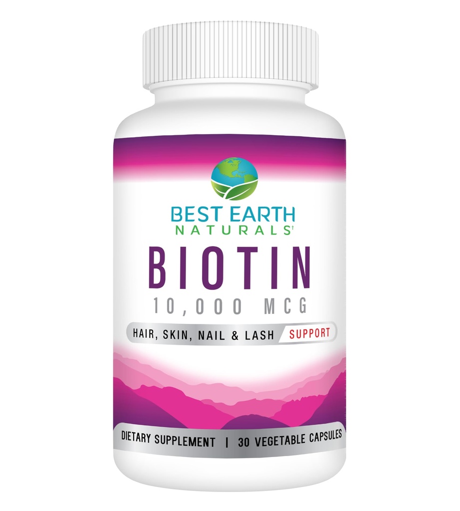 Melhor Terra Naturals Biotin 10.000mcg - Suplemento Vitamina Biotin de força extra para apoiar o crescimento do cabelo, unhas fortes, pestanas de olhos longos e pele saudável