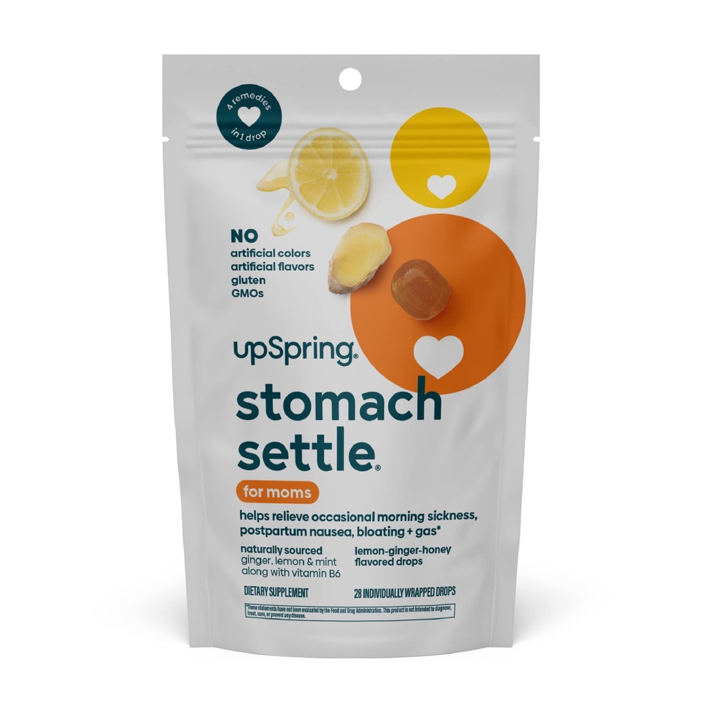UpSpring estômago resolver para mães gotas para ocasional manhã doença com Ginger, limão, Spearmint, e B6. individualmente embrulhado gotas, 28 Ct (Pacote de maio Vary)