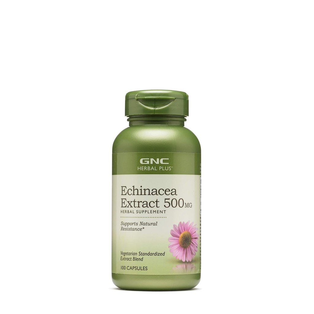 GNC Herbal Plus Echinacea Extract 500mg Suplemento, Vegetariano, Suporta Resistência Natural, 100 Servings