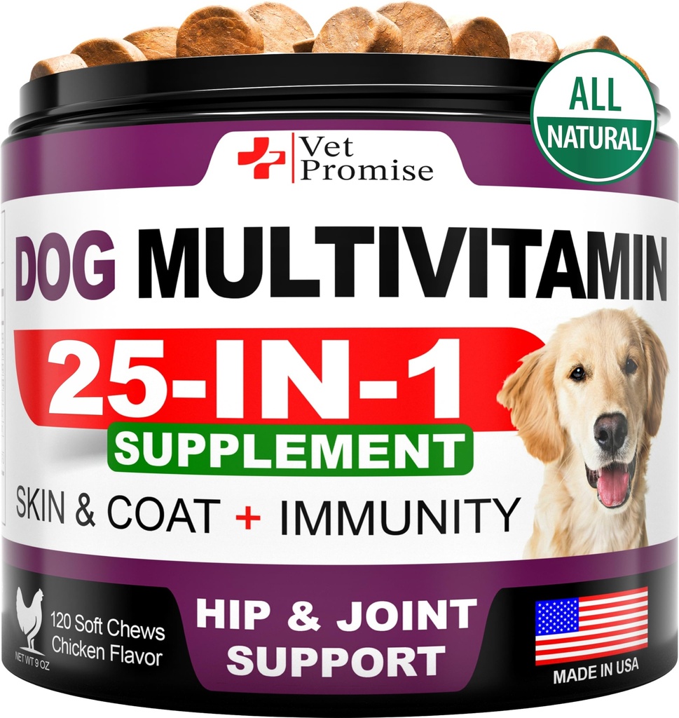 Cão Multivitamínico Mastigável com Glucosamina - Vitaminas e Suplementos Cães - Senior & Puppy Multivitamínico para Cães - Pet comum Apoio Saúde - Imunidade - Mobilidade - Energia - Gut - Pele - 120 Mastigações