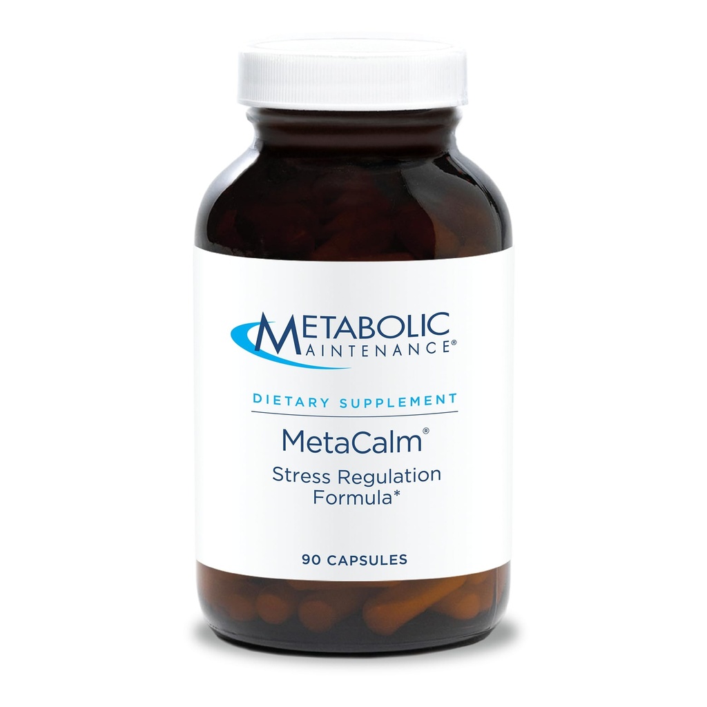 MetaCalm Manutenção Metabólica - GABA L-Teanina Suplemento para calma, sono e suporte ao estresse, Vitamina B6, Folato ativo, Magnésio e Complexo 5-HTP para adultos, homens e mulheres - 90 Cápsulas