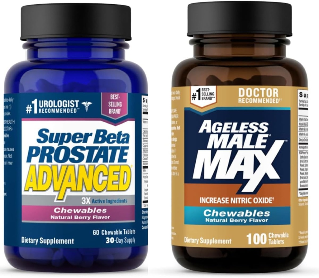 Super Beta Prostate avançado e sem idade masculino Max Nitric Oxide Booster Chewable suplementos