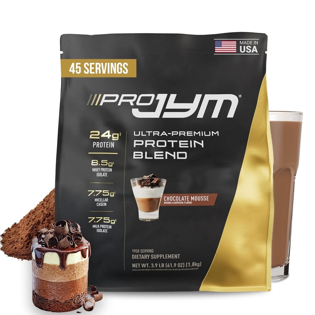 Pro JYM Chocolate Mousse Protein Powder - Whey Protein Isolates, Caseína, & Proteína do Leite, Lean Muscle Building for Men & Women, JYM Supplement Science, 45 Servings