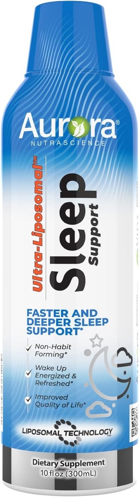 Vida Lifescience Aurora Nutrascience Ultra-Liposomal Sleep Aid Support, Inclui Melatonina, L-Theanina, Ashwagandha e Calming Camomila, Camomila, 30 Servings, 10 fl oz