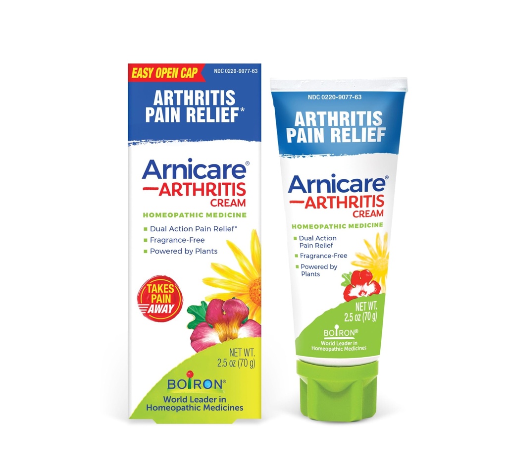 Boiron Arnicare Artrite Creme para alívio da dor de joelhos, mãos, pulsos, cotovelos, articulações e músculos – Absorvido rapidamente & Fragrância-livre – 2,5 onças