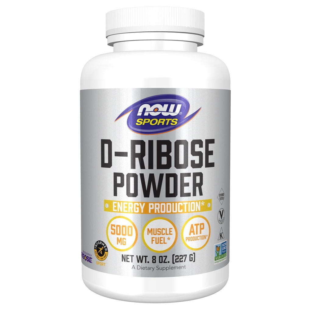NOW Foods Sports Nutrition, D-Ribose Powder 5.000 mg, Certified Non-GMO, Energy Production*, 8-Ount