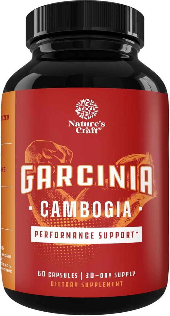 60% HCA Puro Garcinia Cambogia Extract - Blocos Absorção Carb - Supressores Apetite - Queimaduras Gordura - Perda de Peso Natural Suplemento para Homens e Mulheres 60 Cápsulas - 30 Servimentos