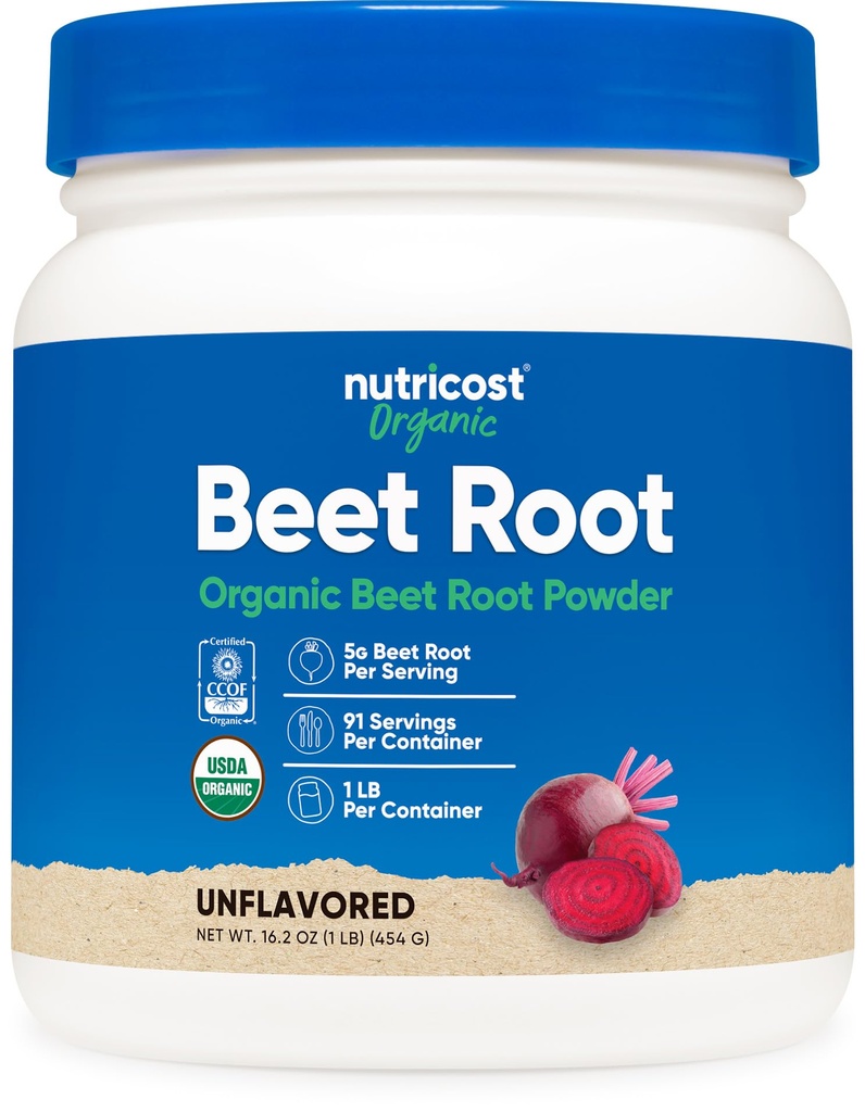 Nutricost beterraba orgânica raiz em pó 1 LB - Vegan, Superfood, certificado USDA Organic
