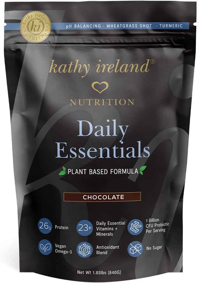Kathy Irlanda Nutrition Daily Essentials Plant-Based Protein Powder for Women, 26g Vegan Protein, Lean Meal Replacement - Chocolate