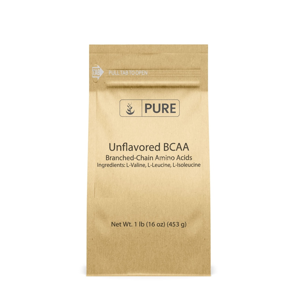 Puro Original Ingredientes sem sabor instantaneamente BCAA (1lb) Pó, cadeia ramificada Aminoácidos Essenciais, Suplemento