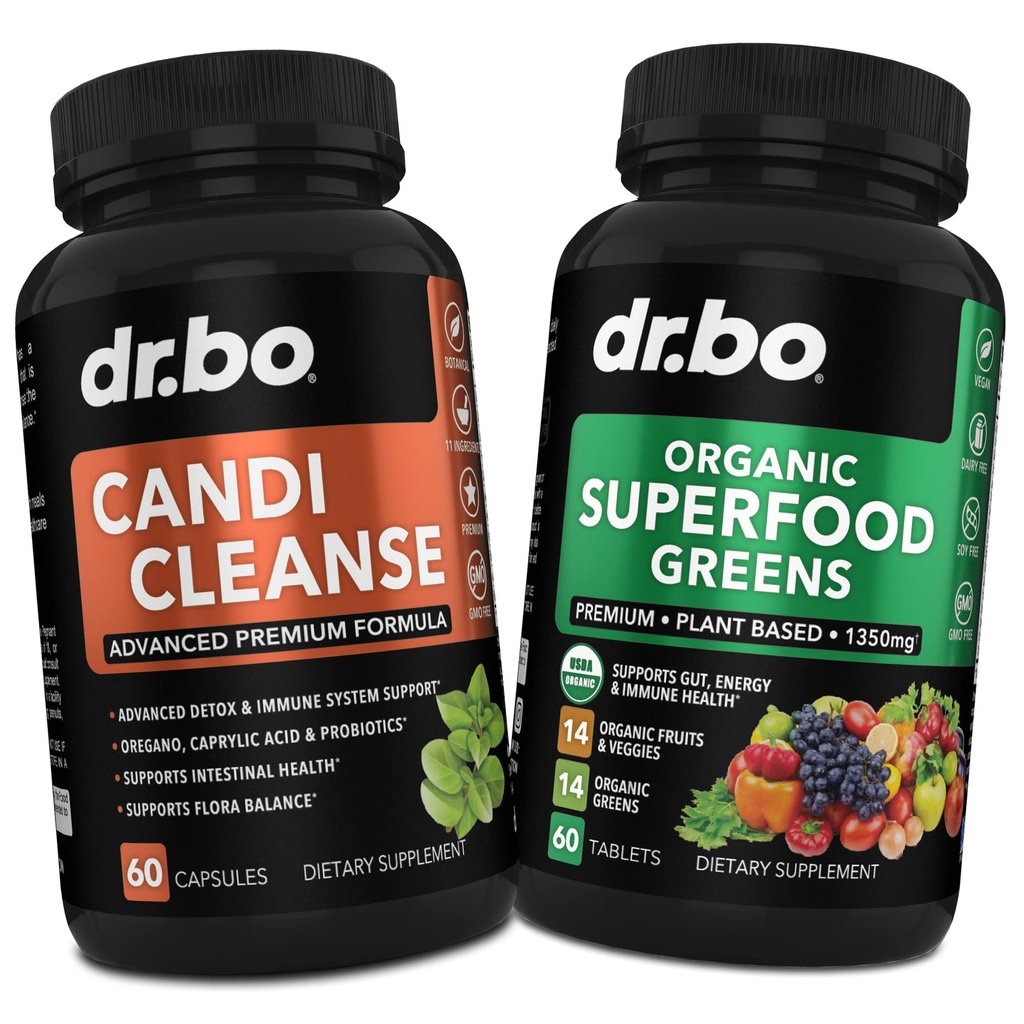 Candi Cleanse & Organic Superfood Greens & Fruit Supplements - Orégano Balance Control Supplement Cleanser - Daily Energy Super Food Fruits and Veggies Supplement Tablets Plus Vegetal Foods