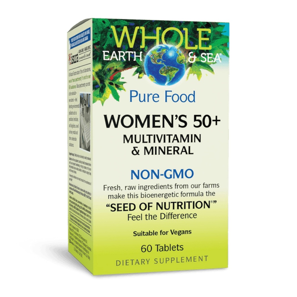 Factores naturais Terra inteira e mar Mulheres 50+ Multivitamina & Mineral, 1 serviço contém nutrição equivalente a 1⁄2 lb de vegetais, 60 comprimidos