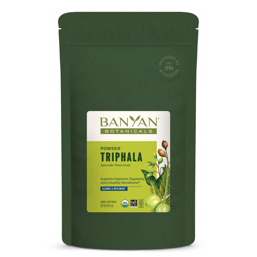 Banyan Botanicals Triphala Powder - Suplemento de Digestão Orgânica com Amla, Haritaki & Bibhitaki – Digestion, Colon Support & Healthy Gut Microbiome* – 1/2 lb – Não-GMO Fonte sustentável Vegan