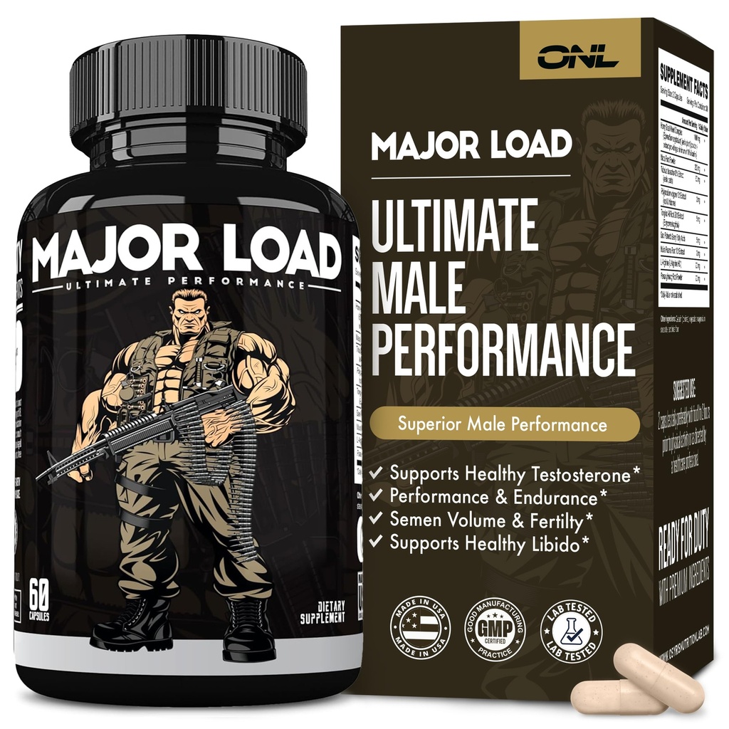 Booster de testosterona de carga principal para homens - Suplemento de testosterona com erva de cabra tesão, Maca Root, & Tribulus Terrestris - Tongkat Ali Energia, resistência e força masculina - Test Booster 60 Cápsulas