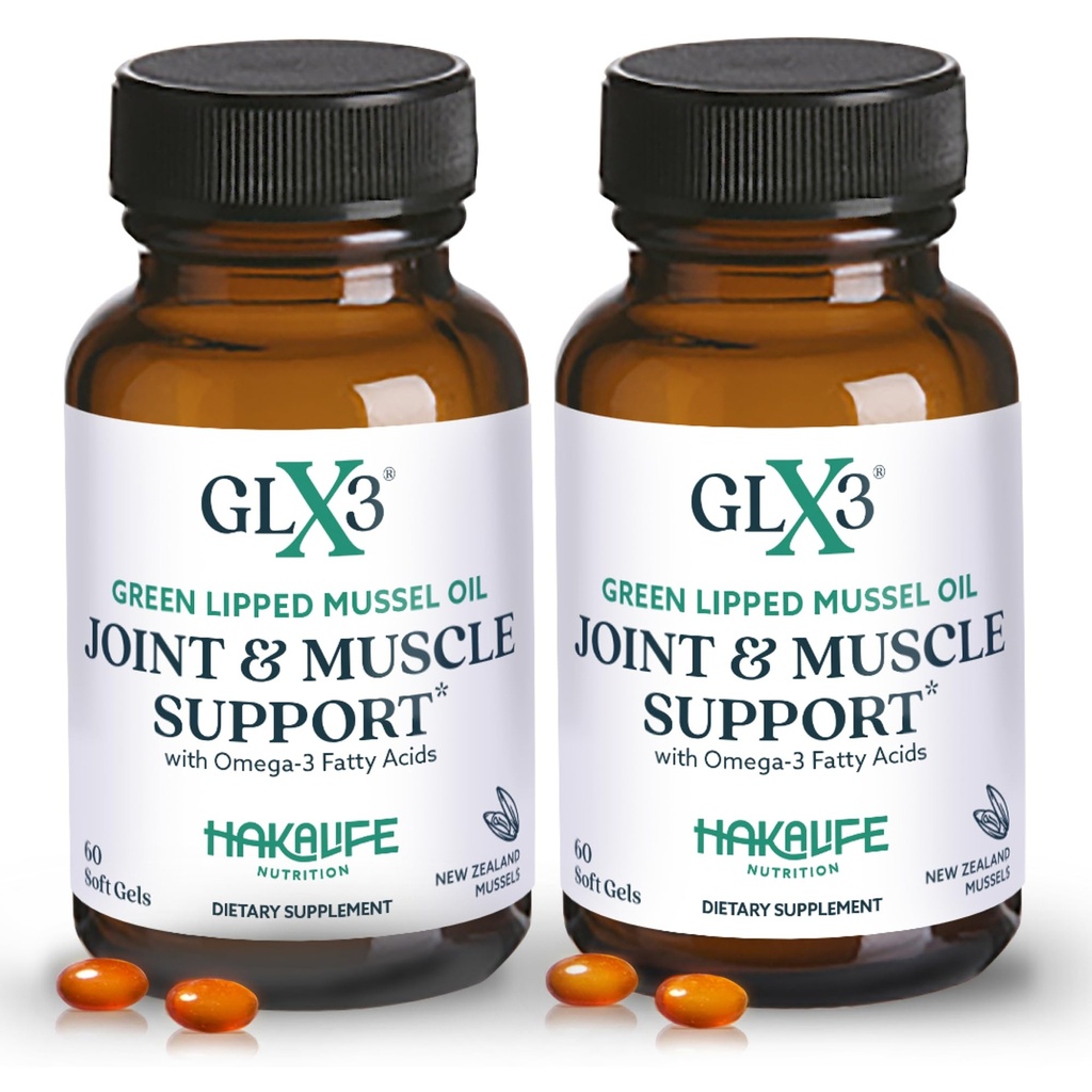 GLX3 Green Lipped Messel Oil Cápsulas para Apoio Músculo e Músculo □ Extra-Forte ETA, EPA, DHA Omega-3 Green Lipped Mussel Suplemento para Conforto, Flexibilidade e Recuperação por HakaLife GLX3