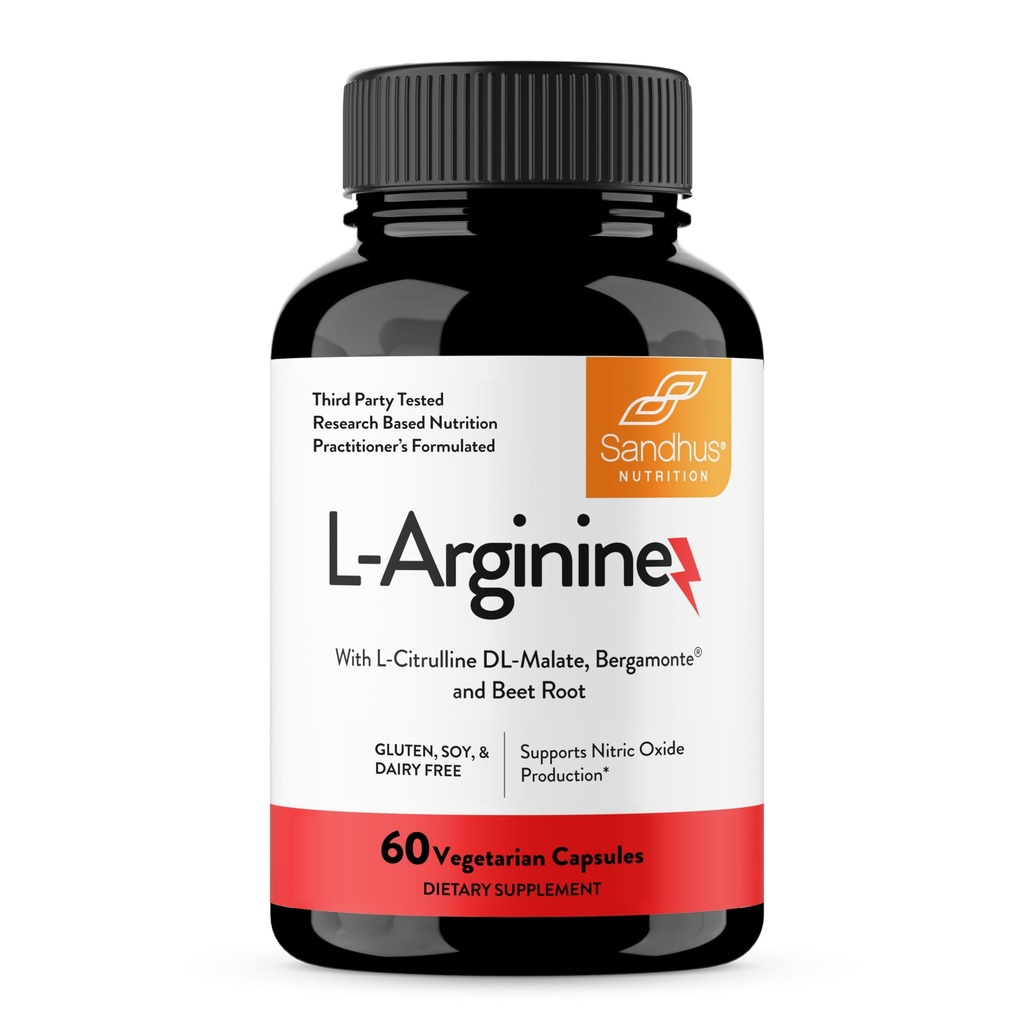 L-Arginina de Sandhu com Precursor de Óxido Nítrico 30 dias de fornecimento de suplemento de treino para homens e mulheres