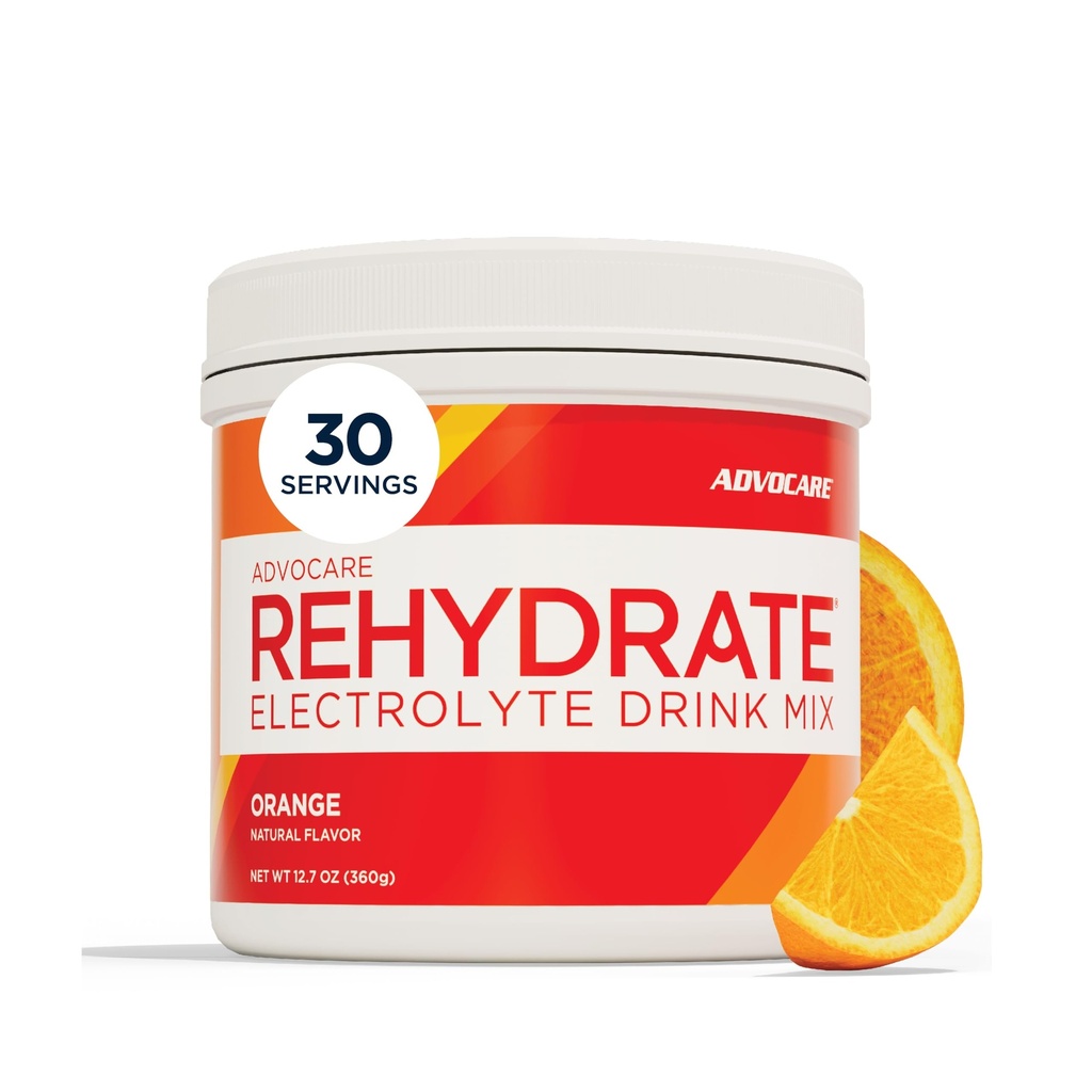 AdvoCare Rehydrate - Electrolyte Drink Mix - Inclui Magnésio, Sódio, Potássio e Cálcio - Antioxidante e Aminoácido Fortificado - Suporta Hidratação e Recuperação - Laranja, 12.7 oz
