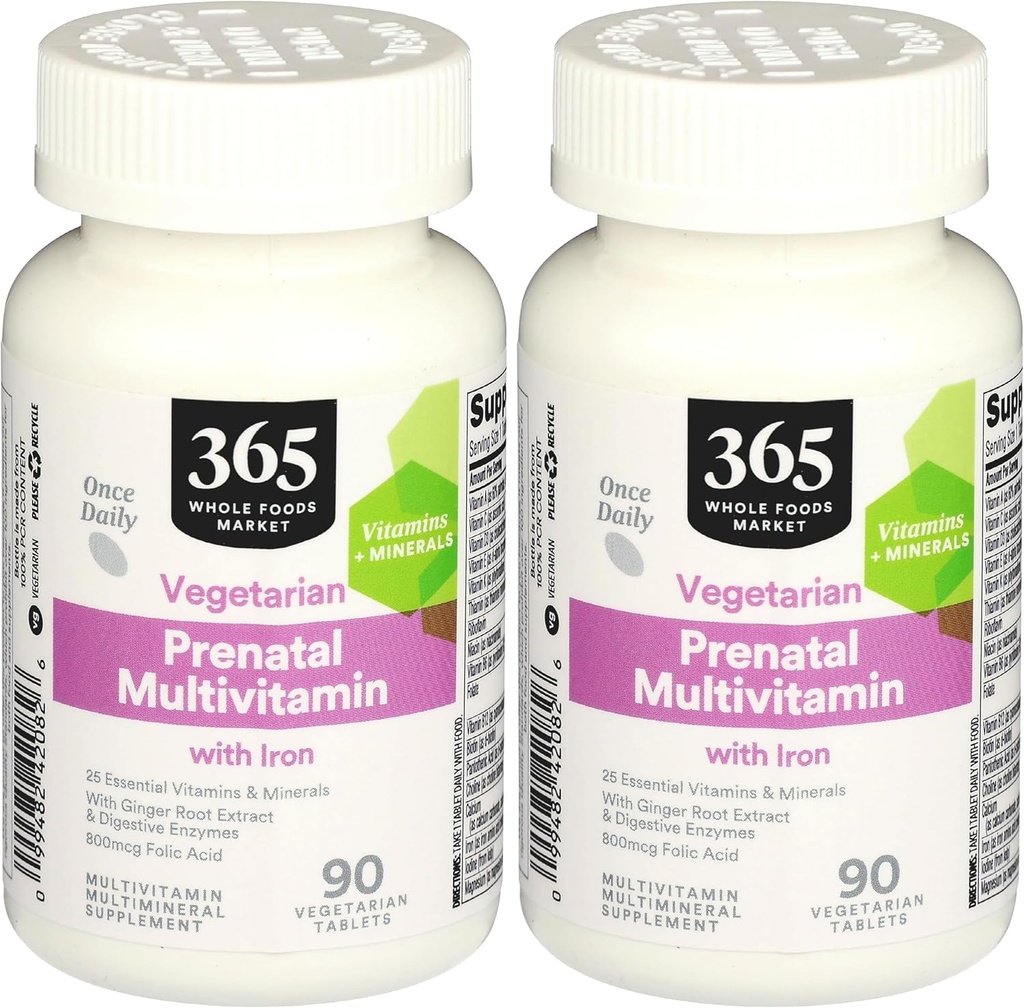365 by Whole Foods Market, Multi Pré-natal Um Diário, 90 Comprimidos (Pacote de 2)