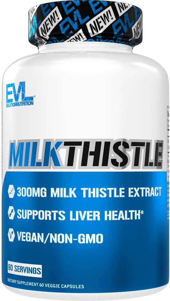 Evluition EVL Silymarin Milk Thistle Cápsulas - Suplemento para Optimal Liver Cleanse Detox & Repair - Suplemento de suporte do fígado de ervas com extrato de cardo de leite puro - 60 Cápsulas Veggie Não-GMO
