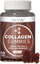 WXW Hidrólise Colágeno Peptídeos Gummies para Mulheres, Fórmula anti-envelhecimento não-GMO com Biotina, Zinco, Vitaminas C & E para cabelos, pele e pregos
