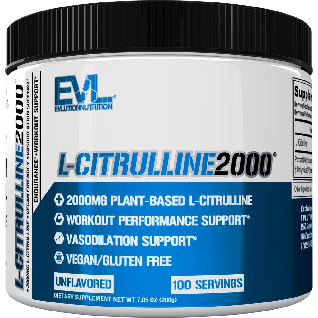 L-Citrulina2000 Óxido nítrico pré-treino em pó - pó de citrulina L de alta resistência para a força muscular aumentada e bombas intensas - impulsionador de óxido nítrico baseado em planta - sem sabor