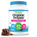 Orgain Organic Vegan Protein + 50 Superalimentos em pó, Chocolate cremoso Fudge - 21g Proteína Baseada em Planta, 9g Fibra Prebiótica, Sem Lactose, Glúten Livre, Sem Açúcar Adicionado, 2.02 lb (Pacote de Maio Vary)