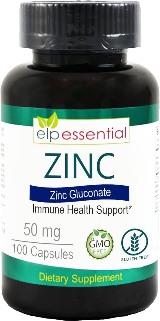 Zinco 50mg, Suporte Imune e Suplemento Antioxidante 100 Cápsulas - Gluten Free e Non-GMO