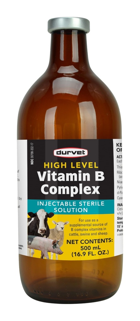 Durvet 063404 Alto nível Vitamina B Complexo Amarelo.500 Ml
